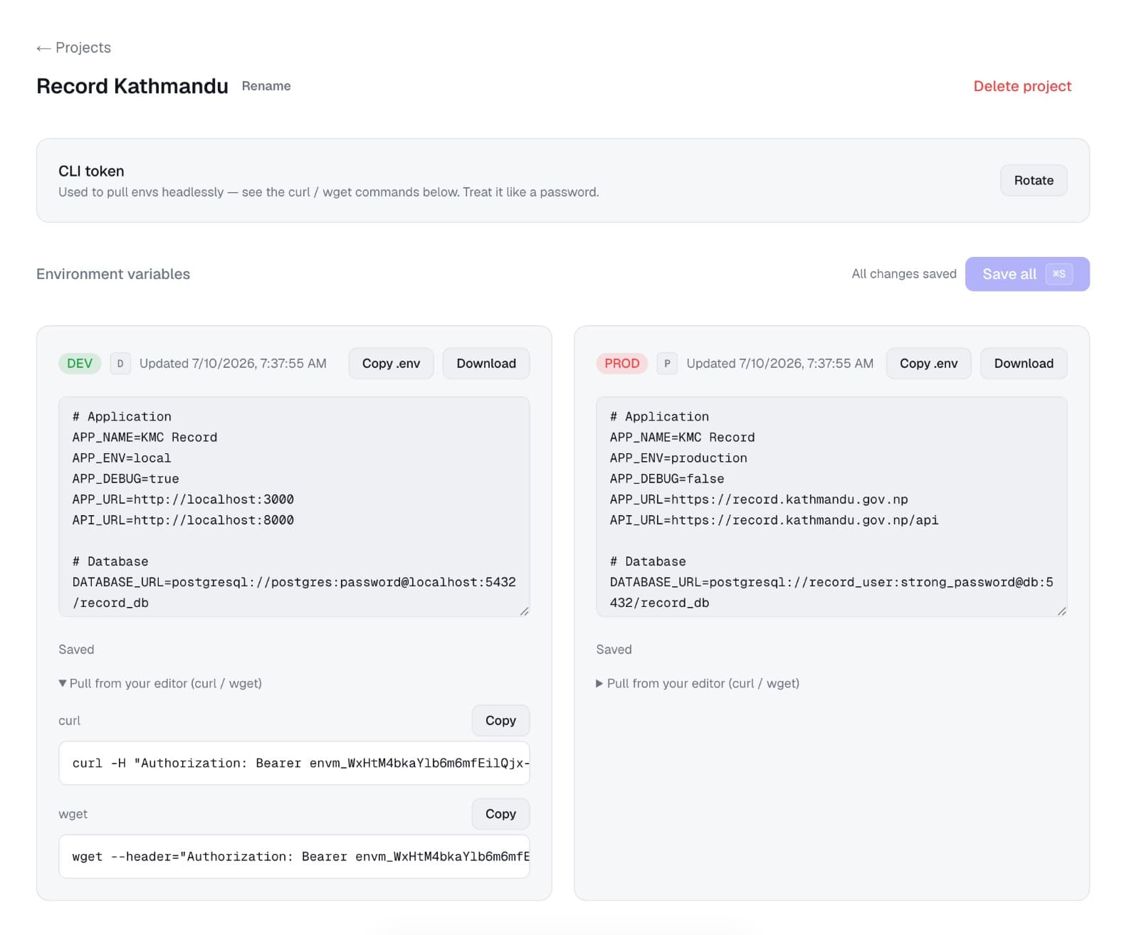EnvVault - secure env storage